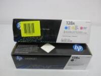 Set of 4 Genuine HP 128A Colour Toner Cartridges to Include; 1 x Black,1 x Cyan, 1 x Magenta & 1 x Yellow.