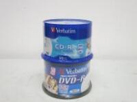 2 x Verbatim Printable Discs to Include: 1 x 50 CD-R & 1 x 50 DVD-R.