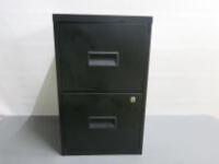 2 Drawer Black Metal Filing Cabinet, Size H66cm x W40cm x D40cm.