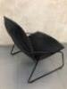 Dark Grey Fabric Cushion Seat & Back Lounge Chair on Black Metal Frame. Size 75cm. - 2