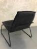 Dark Grey Fabric Cushion Seat & Back Lounge Chair on Black Metal Frame. Size 75cm. - 3
