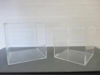 Pair of Assorted Sized Perspex Tables. Size H40cm x W40cm x D40cm & H35cm X W35cm x D35cm (As Viewed/Pictured).