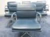 Set of 8 'Charles & Ray Eames' Vitra EA 208 Soft Padded, Swivel Chairs,Upholstered in Blue Leather with Padded Armrests on 4 Star Chromed Base.  - 23