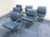 Set of 8 'Charles & Ray Eames' Vitra EA 208 Soft Padded, Swivel Chairs,Upholstered in Blue Leather with Padded Armrests on 4 Star Chromed Base.  - 42