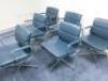 Set of 8 'Charles & Ray Eames' Vitra EA 208 Soft Padded, Swivel Chairs,Upholstered in Blue Leather with Padded Armrests on 4 Star Chromed Base.&nbsp; - 41