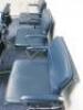 Set of 8 'Charles & Ray Eames' Vitra EA 208 Soft Padded, Swivel Chairs,Upholstered in Blue Leather with Padded Armrests on 4 Star Chromed Base.&nbsp; - 24