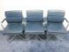 Set of 8 'Charles & Ray Eames' Vitra EA 208 Soft Padded, Swivel Chairs,Upholstered in Blue Leather with Padded Armrests on 4 Star Chromed Base.  - 27