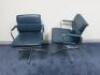 Set of 8 'Charles & Ray Eames' Vitra EA 208 Soft Padded, Swivel Chairs,Upholstered in Blue Leather with Padded Armrests on 4 Star Chromed Base.&nbsp; - 30