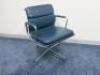 Set of 8 'Charles & Ray Eames' Vitra EA 208 Soft Padded, Swivel Chairs,Upholstered in Blue Leather with Padded Armrests on 4 Star Chromed Base.&nbsp; - 36