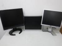 3 x Assorted Sized Monitors to Include: 1 x iiyama 19", Model ProLite H481S, 1 x iiyama 19", Model ProLite E1906S (Missing Stand) & 1 x Dell 17", Model 1708FPb.