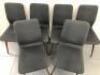 6 x Dark Green/Grey Material Chairs on Dark Wood Legs. Size H80cm. - 2