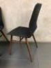 6 x Dark Green/Grey Material Chairs on Dark Wood Legs. Size H80cm. - 4