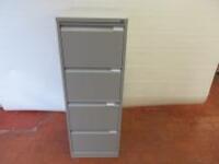 Metal 4 Drawer Filing Cabinet In Light Grey. Size H132cm x W47cm x D62cm.