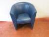 3 x Blue Leather Reception Tub Chairs with Chrome Feet. Size H 78cm x W70cm x D65cm. - 2