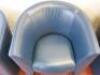3 x Blue Leather Reception Tub Chairs with Chrome Feet. Size H 78cm x W70cm x D65cm. - 8