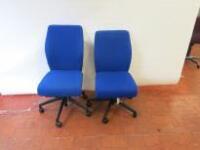 Pair of Pledge Office Swivel Chairs Upholstered in Blue Hopsack, Model TS61SB & TS1SB.