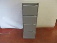 Metal 4 Drawer Filing Cabinet In Light Grey. Size H132cm x W47cm x D62cm.