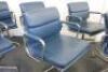 Set of 8 'Charles & Ray Eames' Vitra EA 208 Soft Padded, Swivel Chairs,Upholstered in Blue Leather with Padded Armrests on 4 Star Chromed Base.  - 32
