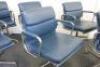 Set of 8 'Charles & Ray Eames' Vitra EA 208 Soft Padded, Swivel Chairs,Upholstered in Blue Leather with Padded Armrests on 4 Star Chromed Base.&nbsp; - 32