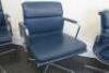 Set of 8 'Charles & Ray Eames' Vitra EA 208 Soft Padded, Swivel Chairs,Upholstered in Blue Leather with Padded Armrests on 4 Star Chromed Base.  - 3