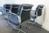 Set of 8 'Charles & Ray Eames' Vitra EA 208 Soft Padded, Swivel Chairs,Upholstered in Blue Leather with Padded Armrests on 4 Star Chromed Base.&nbsp; - 7