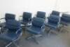 Set of 8 'Charles & Ray Eames' Vitra EA 208 Soft Padded, Swivel Chairs,Upholstered in Blue Leather with Padded Armrests on 4 Star Chromed Base.&nbsp; - 16