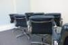 Set of 8 'Charles & Ray Eames' Vitra EA 208 Soft Padded, Swivel Chairs,Upholstered in Blue Leather with Padded Armrests on 4 Star Chromed Base.&nbsp; - 14