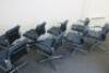 Set of 8 'Charles & Ray Eames' Vitra EA 208 Soft Padded, Swivel Chairs,Upholstered in Blue Leather with Padded Armrests on 4 Star Chromed Base.&nbsp; - 15