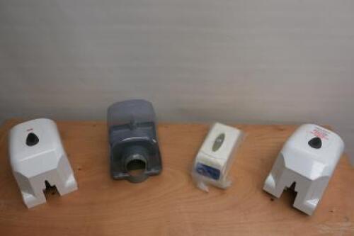 4 x Tissue Dispensers, to Include; 1 x Lotus (New), 1 x Lodsi (With Key), 2 x Jantex. As Viewed/Pictured