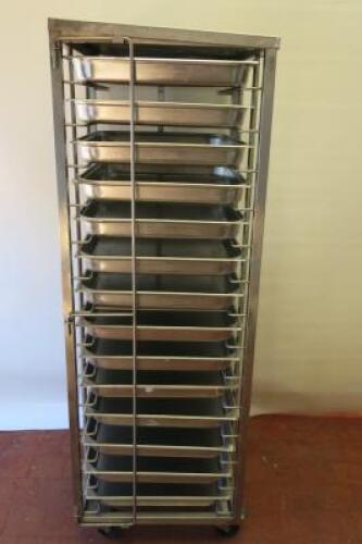 Unitech Engineering Stainless Steel Gastronorm Trolley with 14 x 2/1 GN Trays. Trolley Size H178cm x W60cm x D71cm.