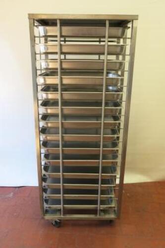 Unitech Engineering Stainless Steel Gastronorm Trolley with 14 x 2/1 GN Trays. Trolley Size H178cm x W60cm x D71cm.