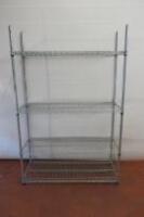 Vogue 4 Tier Adjustable Wire Shelving Kit. Comes with 4 Uprights, 4 Shelves & Shelf Clips. Size H183cm x W120cm x D46cm.