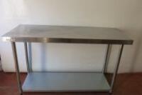 Vogue Stainless Steel Prep Table with Shelf Under. Size H90cm x W150cm x D60cm.