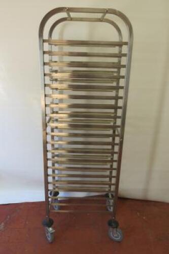 Vogue Stainless Steel Gastronorm 20 Rack Trolley. Size H172cm x W39cm x D57cm.