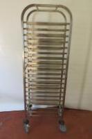 Vogue Stainless Steel Gastronorm 20 Rack Trolley. Size H172cm x W39cm x D57cm.