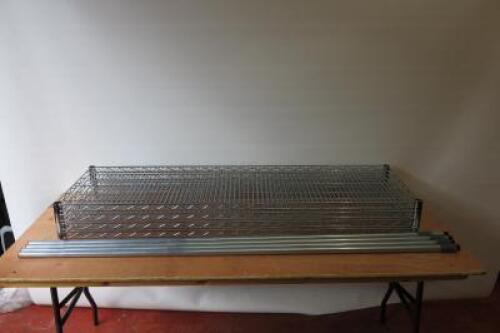 4 Tier Adjustable Wire Shelving Kit. Comes with 4 Uprights & 4 Shelves. Size H182cm x W150cm x D40cm. NOTE: missing shelf clips.