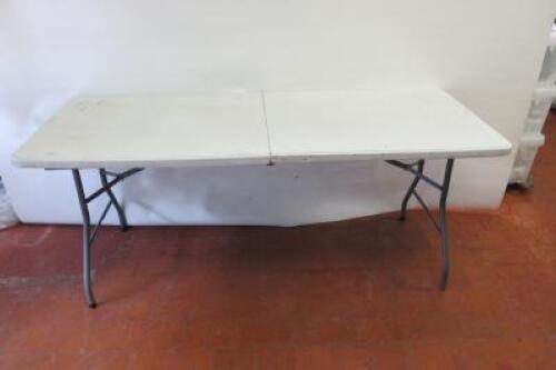 Palm Springs White Folding Table with Metal Frame. Size H75cm x W182cm x D75cm.