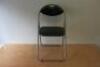 3 x Harbour Housewares Folding Chairs on Grey Metal Frame with Black Faux Leather Upholstered Seats: NOTE: 1 chair has small rip in seat (As Viewed/Pictured). - 6