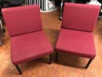 Pair of Dark Red Hopsack Reception/Waiting Area Chairs.