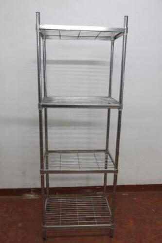 4 Tier Adjustable Wire Shelving Kit. Comes with 4 Uprights, 4 Shelves & Shelf Clips. Size H170cm x W60cm x D60cm.