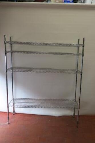 4 Tier Chrome Adjustable Wire Shelving Kit. Comes with 4 Uprights,4 Shelves & Shelf Clips. Size H182cm x W150cm x D40cm.