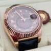 Rolex Rose Gold Sky-Dweller, Oyster Perpetual Mens Wristwatch with Genuine Brown Alligator Strap and Rose Gold Glasp. - 6