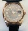 Rolex Rose Gold Sky-Dweller, Oyster Perpetual Mens Wristwatch with Genuine Brown Alligator Strap and Rose Gold Glasp. - 7