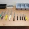 Assortment of Kitchen Knives & Two Cutlery Trays. As Pictured/Viewed. 