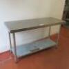 Vogue Stainless Steel Prep Table with Shelf Under. Size H90cm x W150cm x D60cm. - 4