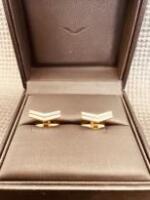 Rare Pair of 18k Gold Vertu Cufflinks in Display Box. Stamped Vertu with Logo, 18k & 750 with Hallmarks, Total Weight 15g.