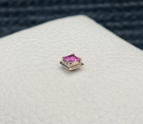 Pink Square Cut Diamond in 18ct White Gold Clasp