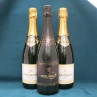 3 x Bottles of Champagne & Sparkling Wine to Include: 2 x Louis Chaurey Brut Champagne, 75cl & 1 x Van Laack Cuvee Royale Blanc De Blanc, 75cl.