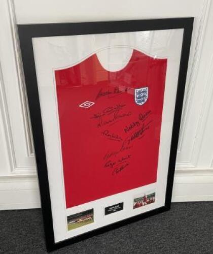 Framed & Glazed Signed 1966 World Cup England Shirt with Certificate of Authenticity.