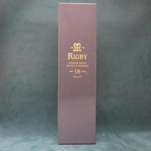 Rigby Single Malt Scotch Whisky, Rare 18 Year Old, Distilled at Blair Athol Distillery, 70cl. Comes in Presentation Box. 